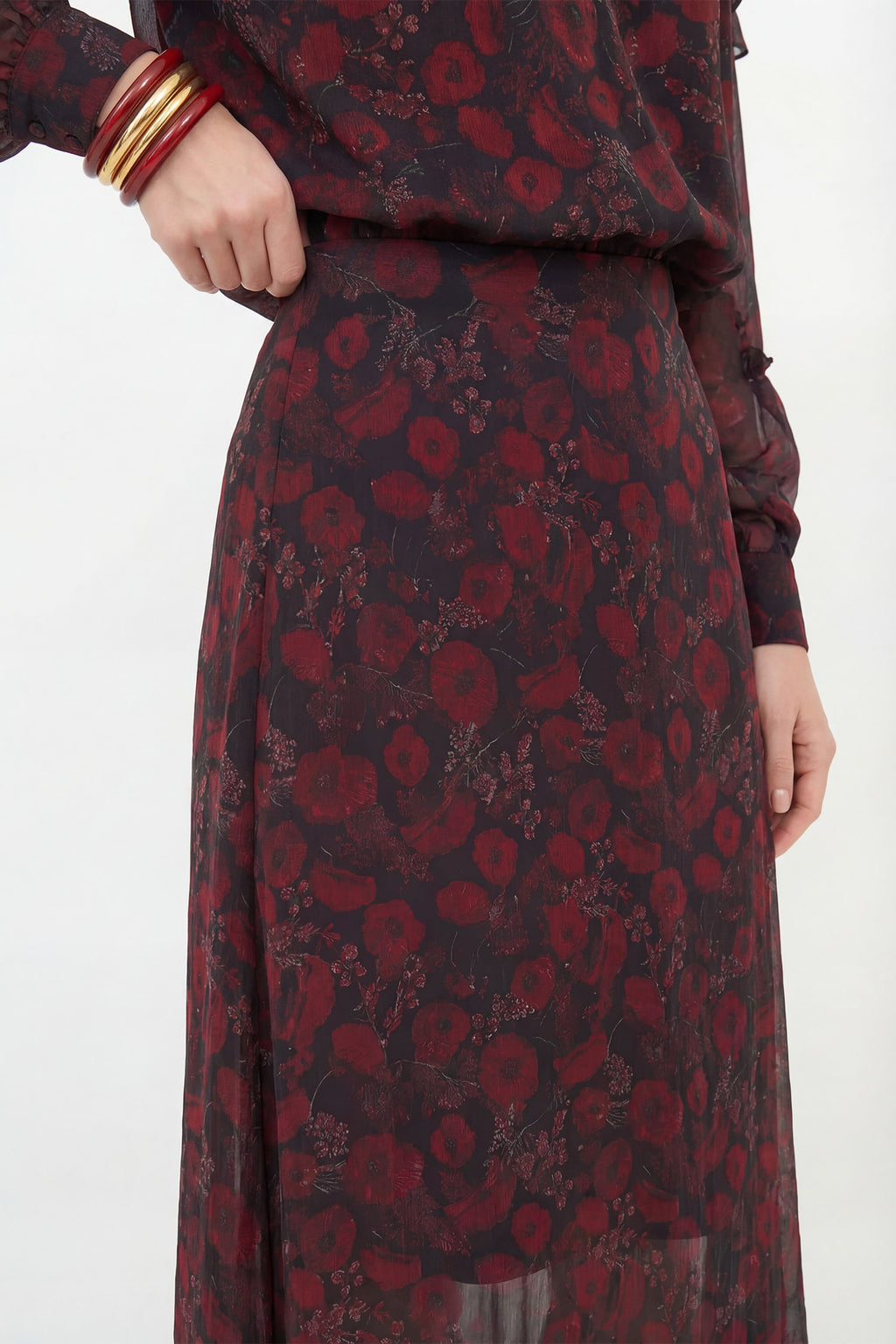 Saia Longa Fluida Estampada ACT Feminina Velvet Garden