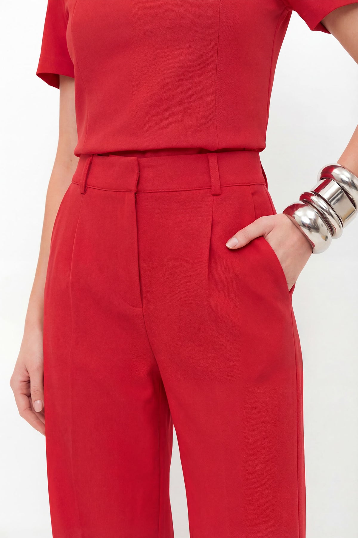 Calça Alfaiataria Reta ACT Feminina Hot Red