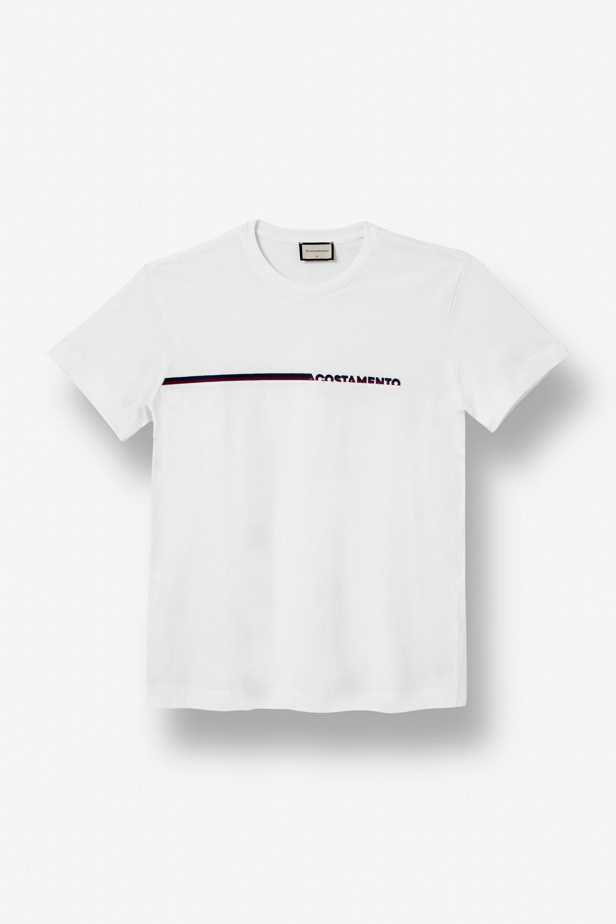 Camiseta Estampa Faixa Frontal Masculina Acostamento Off White