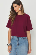 Blusa Manga Curta Feminina Acostamento Berry