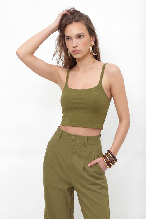 Blusa Alça Fina Canelada ACT Feminina Fendi