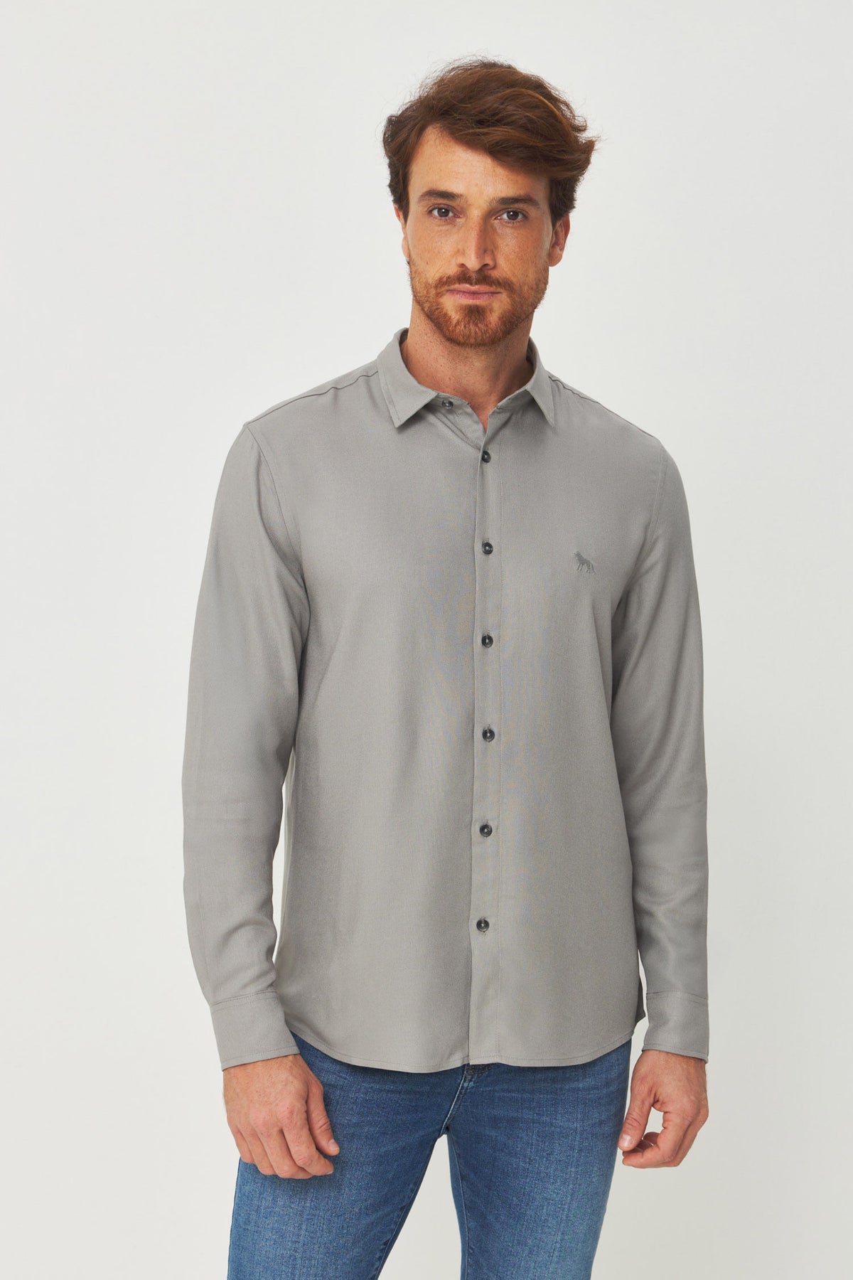 Camisa Manga Longa Premium Masculina Acostamento Cinza