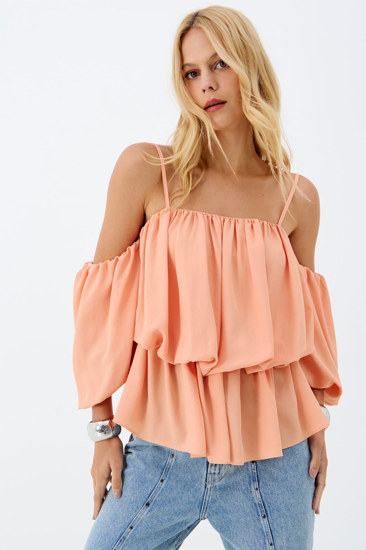 Blusa Ombro a Ombro com Manga Balonê ACT Feminino Nectar