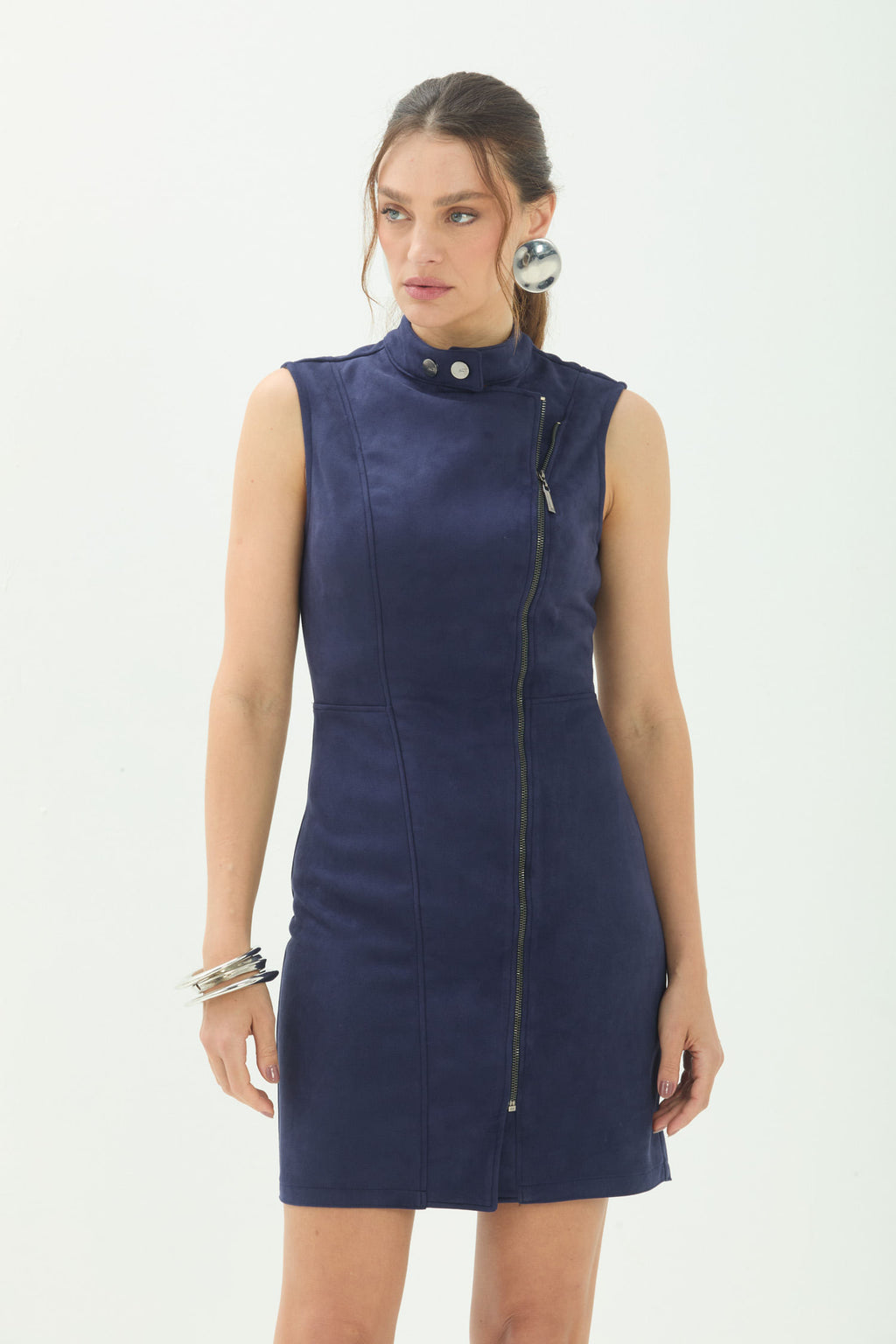 Vestido Curto Com Zíper ACT Feminino Royal Blue