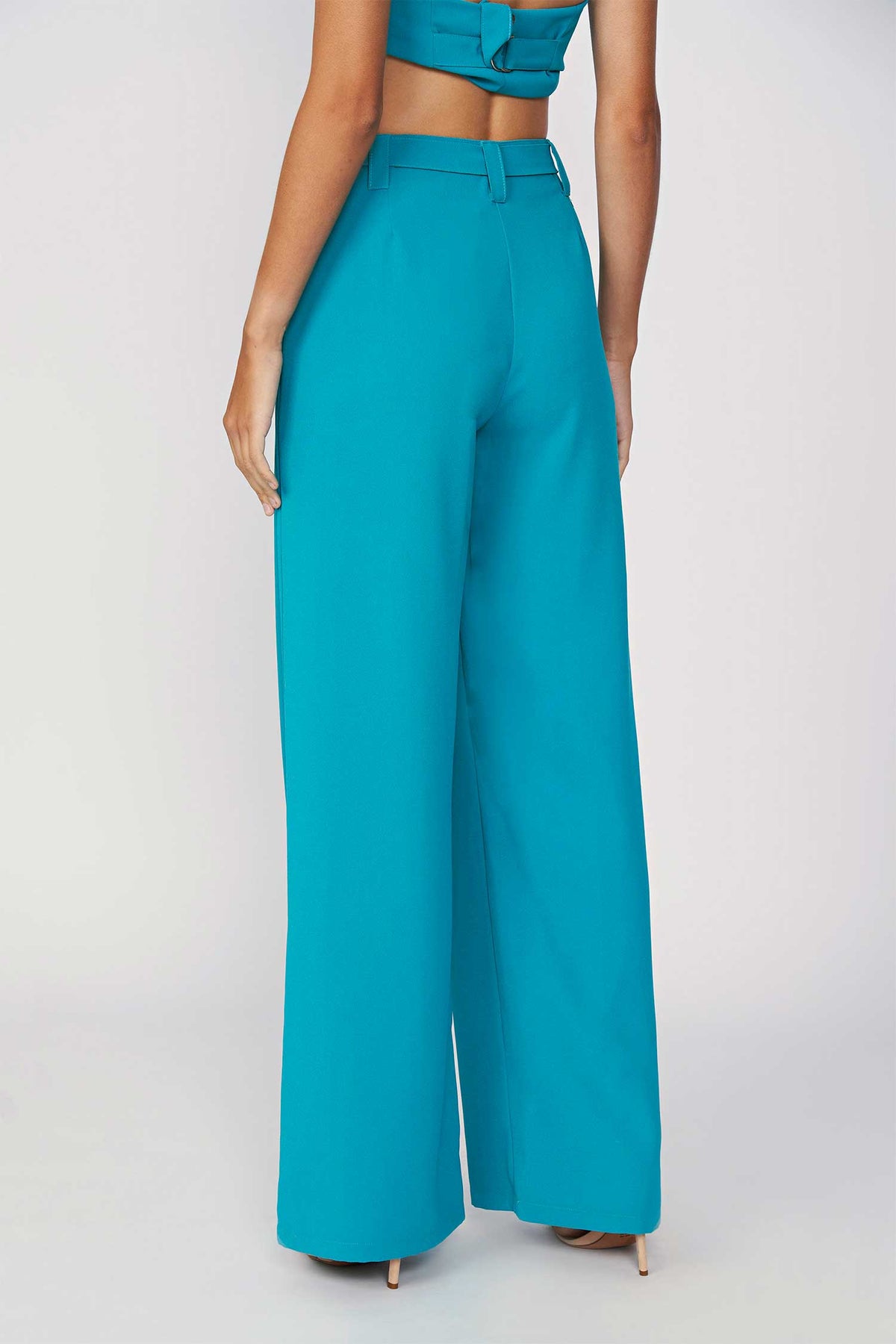 Calça Acetinada Faixa Feminina Acostamento Light Sea