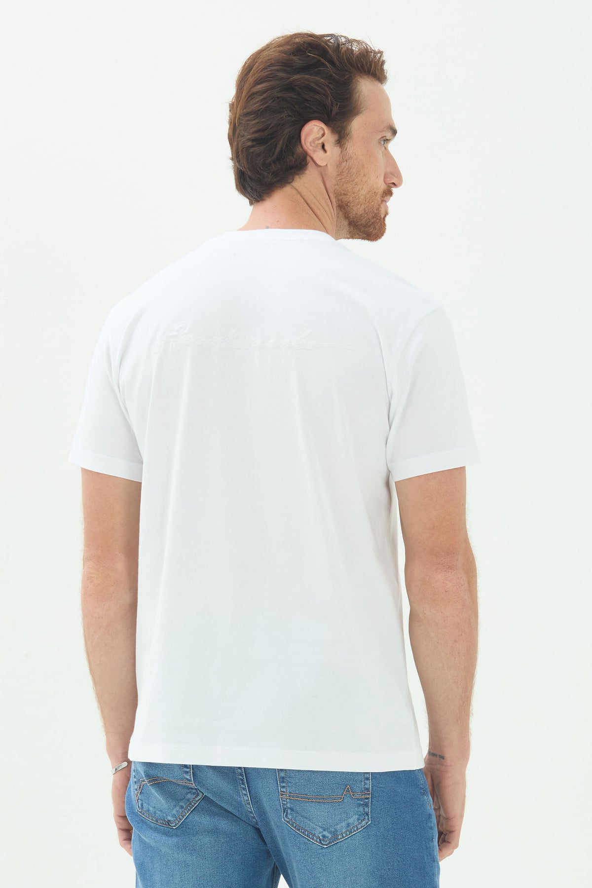 Camiseta Casual Bordada Masculina Acostamento Branco