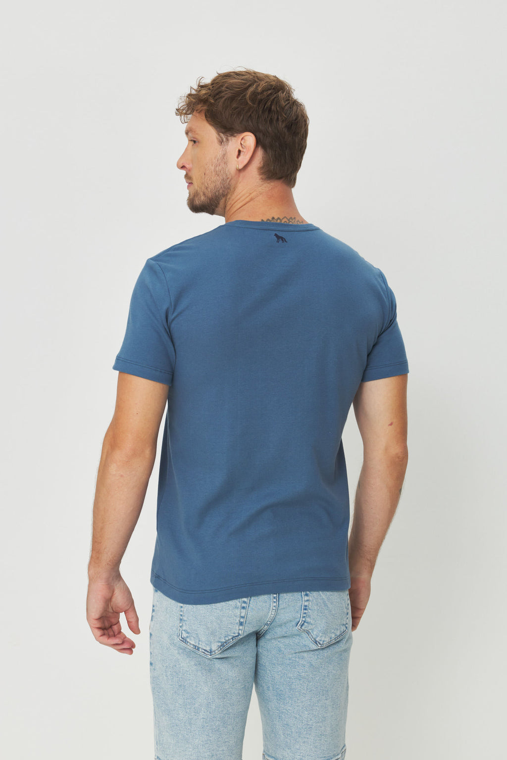 Camiseta Básica Algodão Masculina Acostamento Azul Atlantico