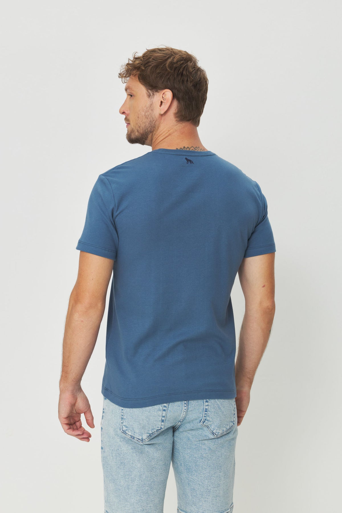 Camiseta Básica Algodão Masculina Acostamento Azul Atlantico