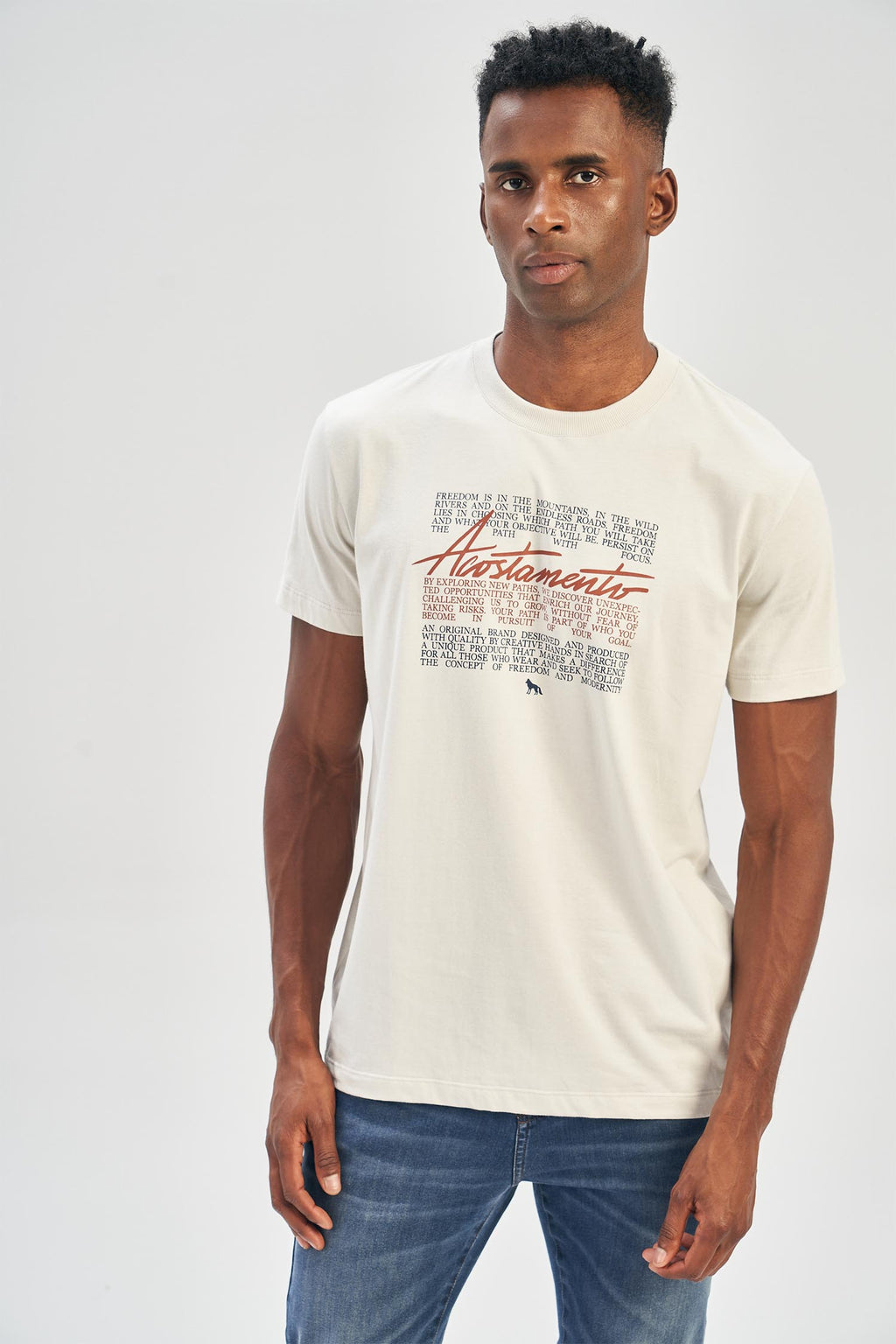 Camiseta Lettering Masculina Acostamento Branco