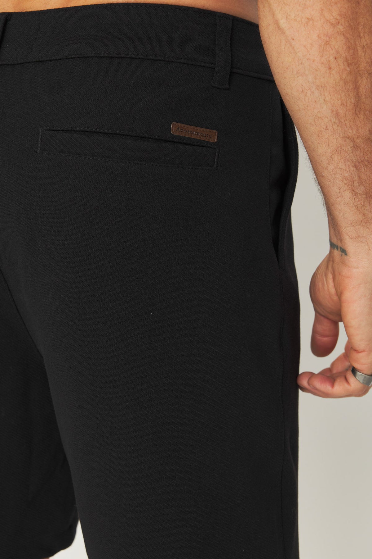 Bermuda Casual Malha Masculina Acostamento Preto