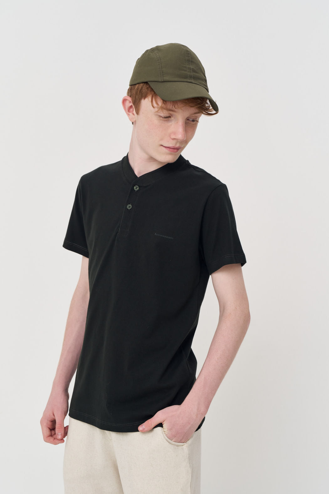 Camiseta Gola Com Botão Menino Acostamento Next Verde Folhagem
