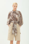 Camisa Manga Longa Com Amarração  ACT Feminina Snake Skin