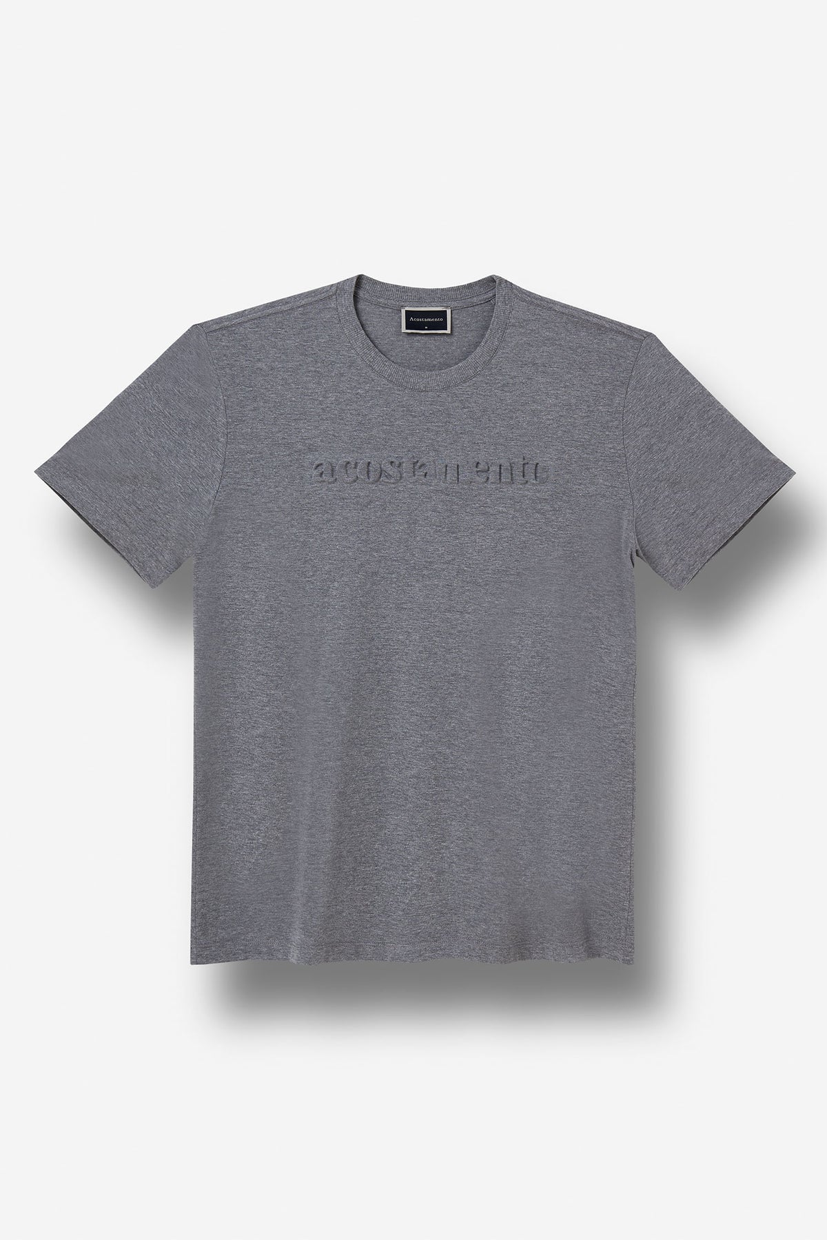 Camiseta Logo em Alto Relevo Touch Masculina Acostamento Mescla Grafite