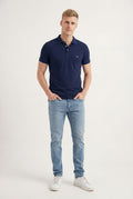 Polo Casual Bordada Masculina Acostamento Marinho
