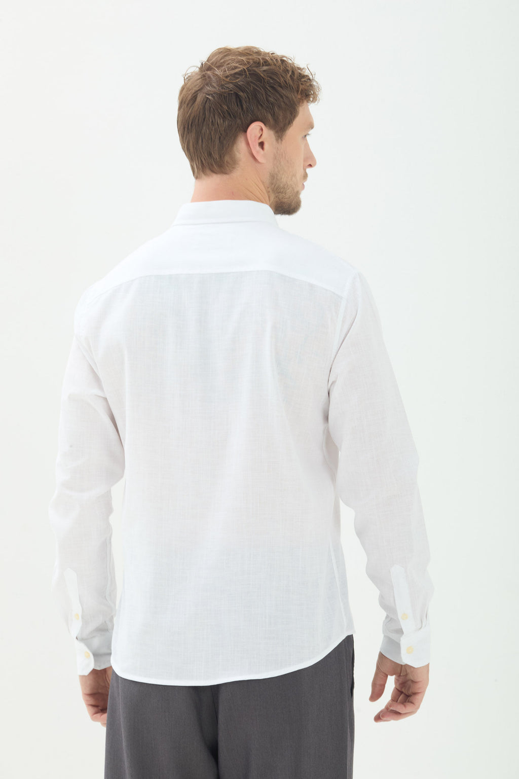 Camisa Manga Longa Casual Masculina Acostamento Off White