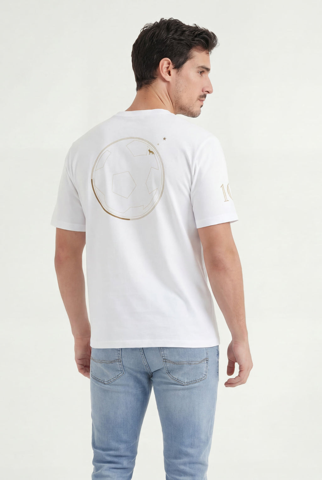 Camiseta Copa Estampa Costas Masculina Acostamento Branco