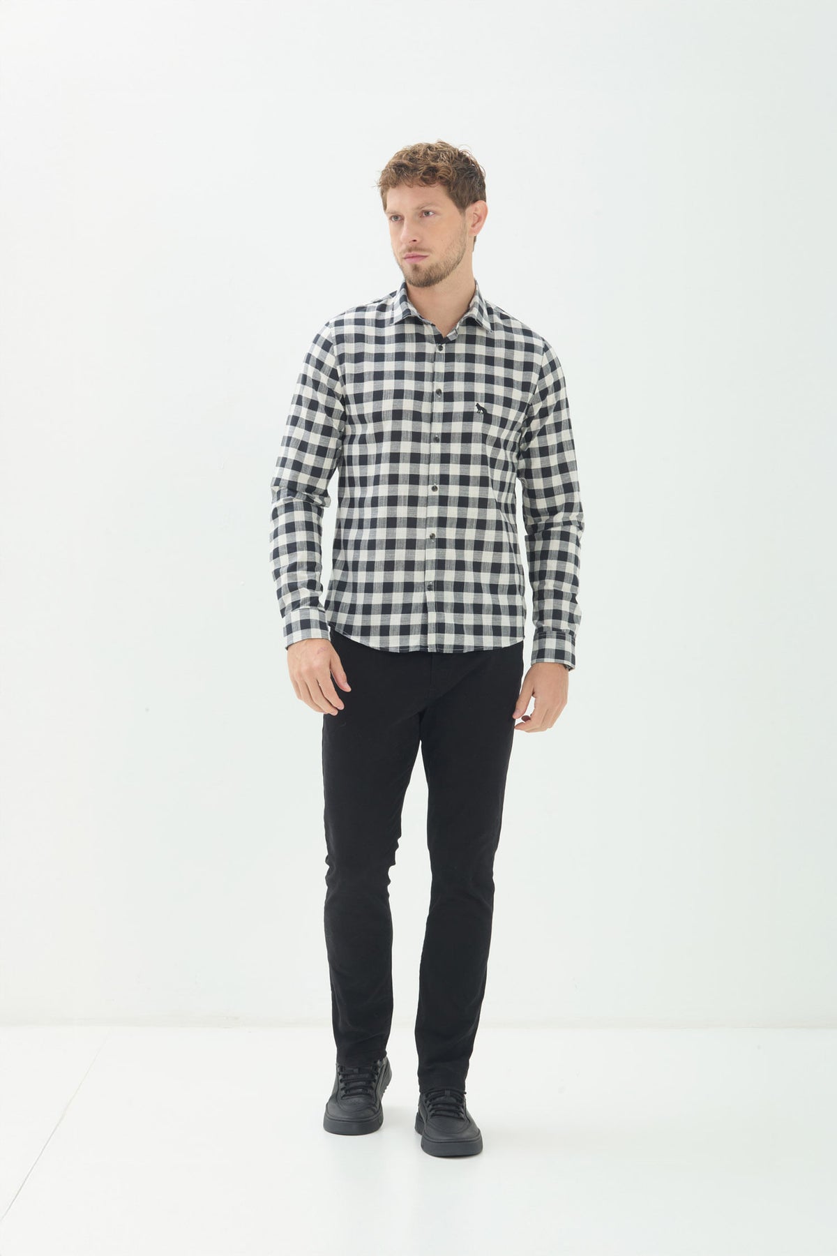 Calca Básica Elegante Masculina Acostamento Preto