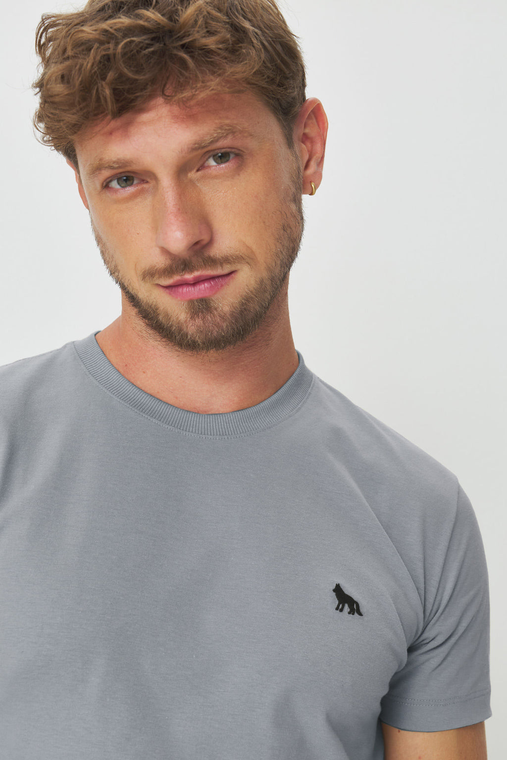 Camiseta Casual Masculina Acostamento Cinza Gelo