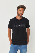 Camiseta Casual Estampada Masculina Acostamento Preto