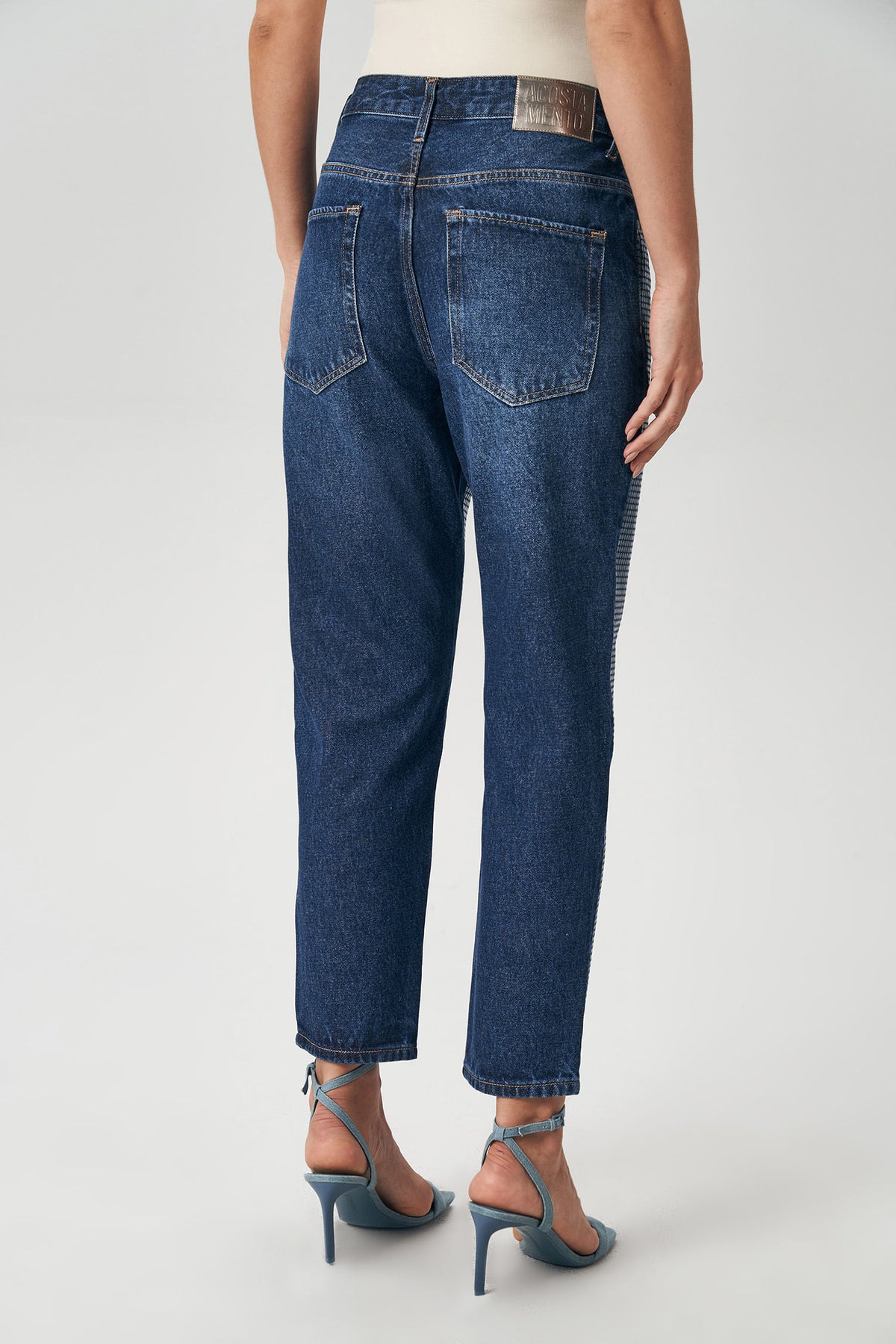 Calça Jeans Boyfriend Glam Feminina Acostamento Jeans Escuro