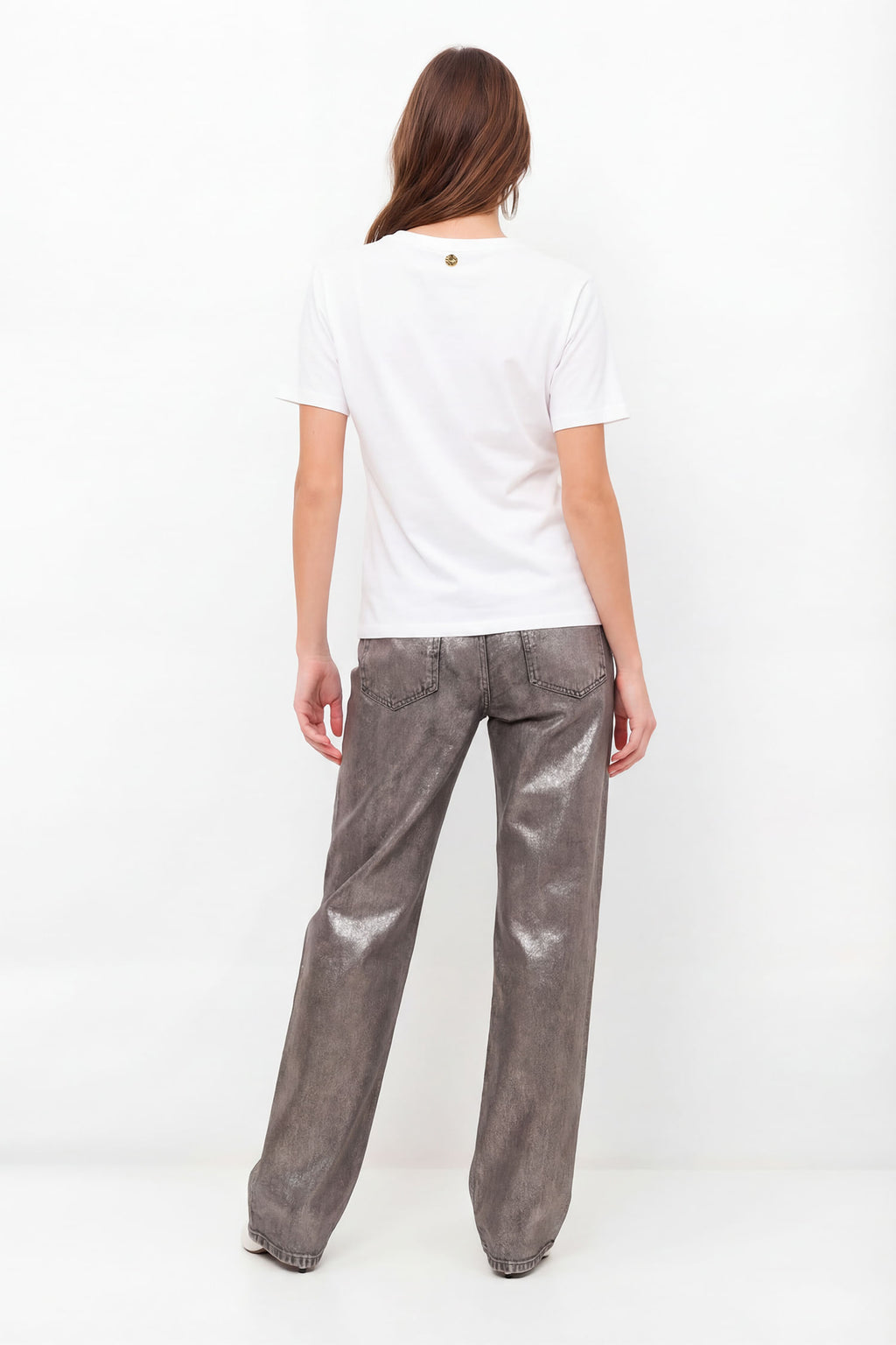 T-Shirt Com Aplicação ACT Feminina Off White