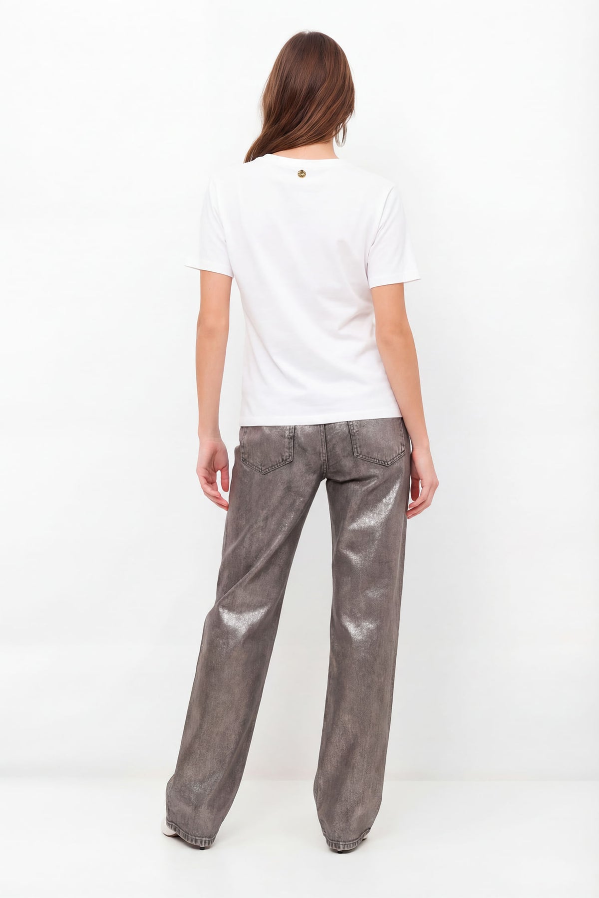 T-Shirt Com Aplicação ACT Feminina Off White