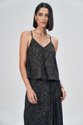 Blusa Decote V Stamp Feminina Acostamento Mini Garden
