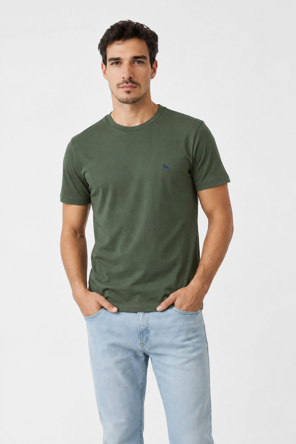 Camiseta Casual Masculina Acostamento Verde Folhagem