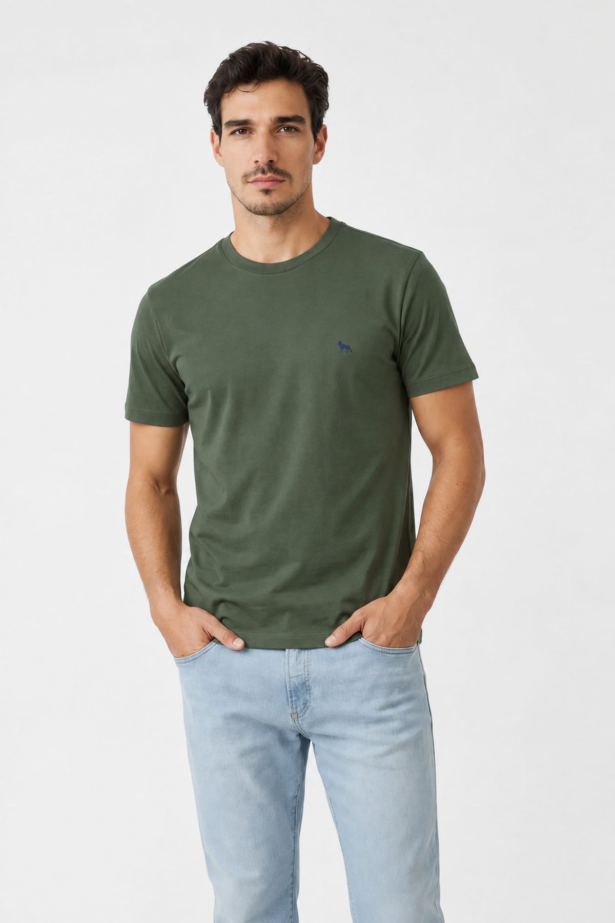 Camiseta Casual Masculina Acostamento Verde Folhagem