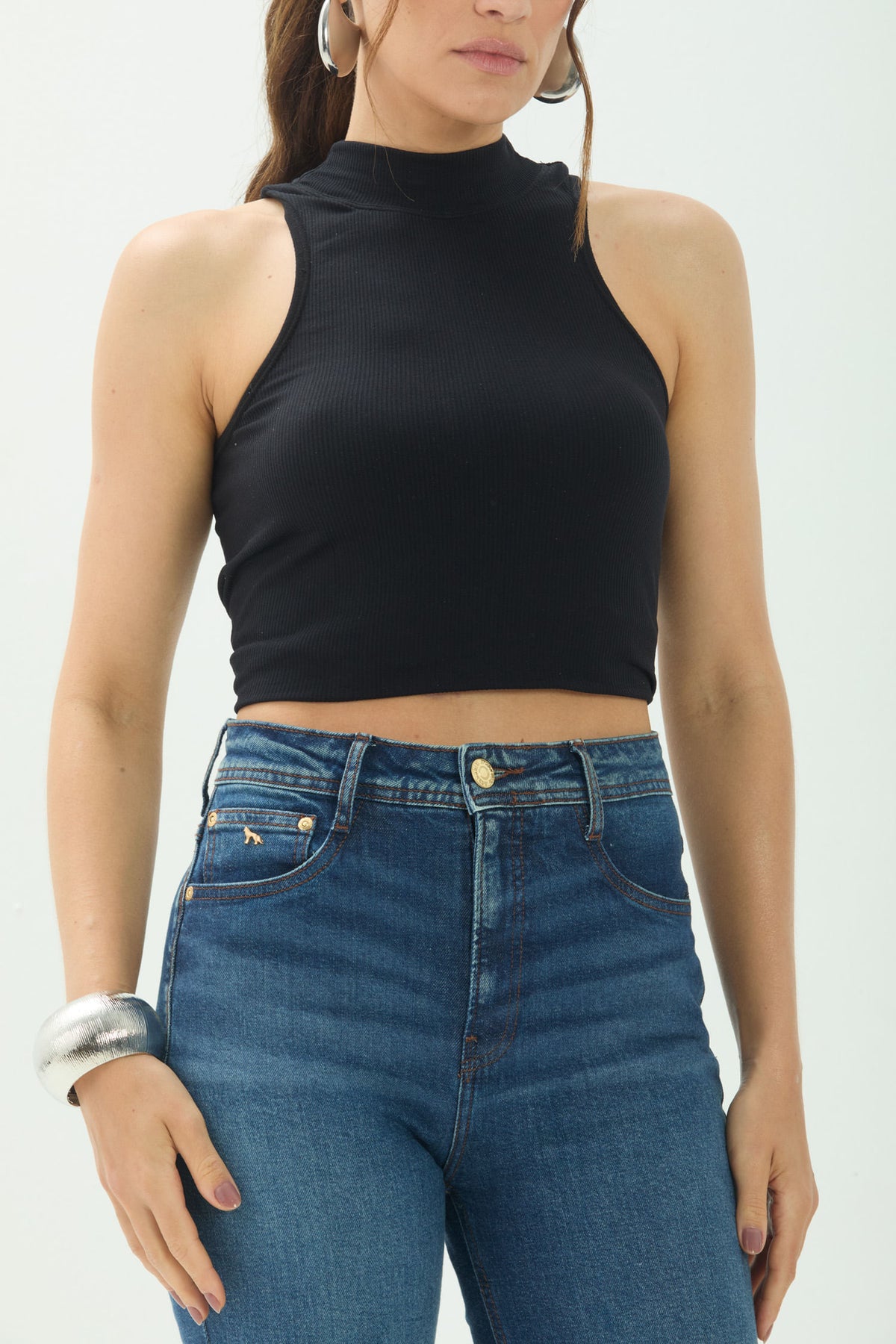 Calça Jeans Skinny Cintura Alta ACT Feminina Jeans Intermediario