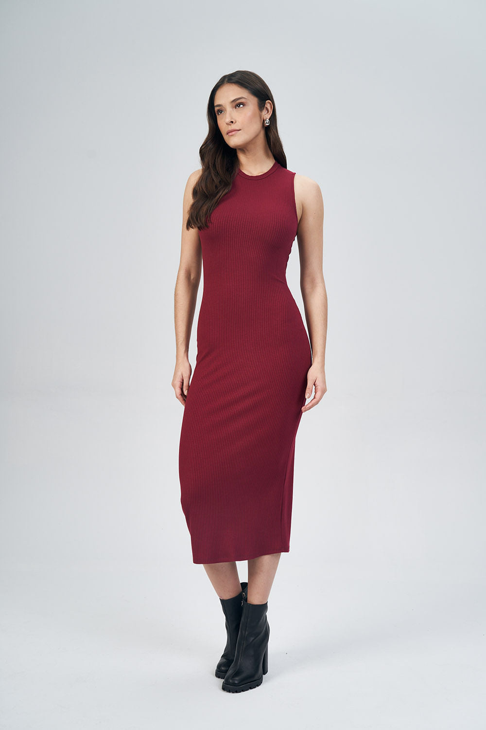Vestido Midi Fashion Feminino Acostamento Soft Sky