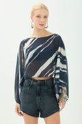 Blusa Estampada Fluida ACT Feminina Royal Stripes