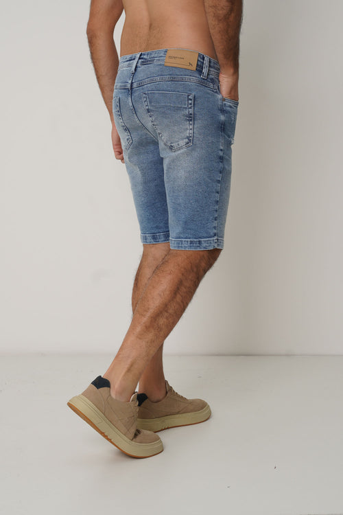 Bermuda Jeans Casual Masculina Acostamento Jeans Intermediario