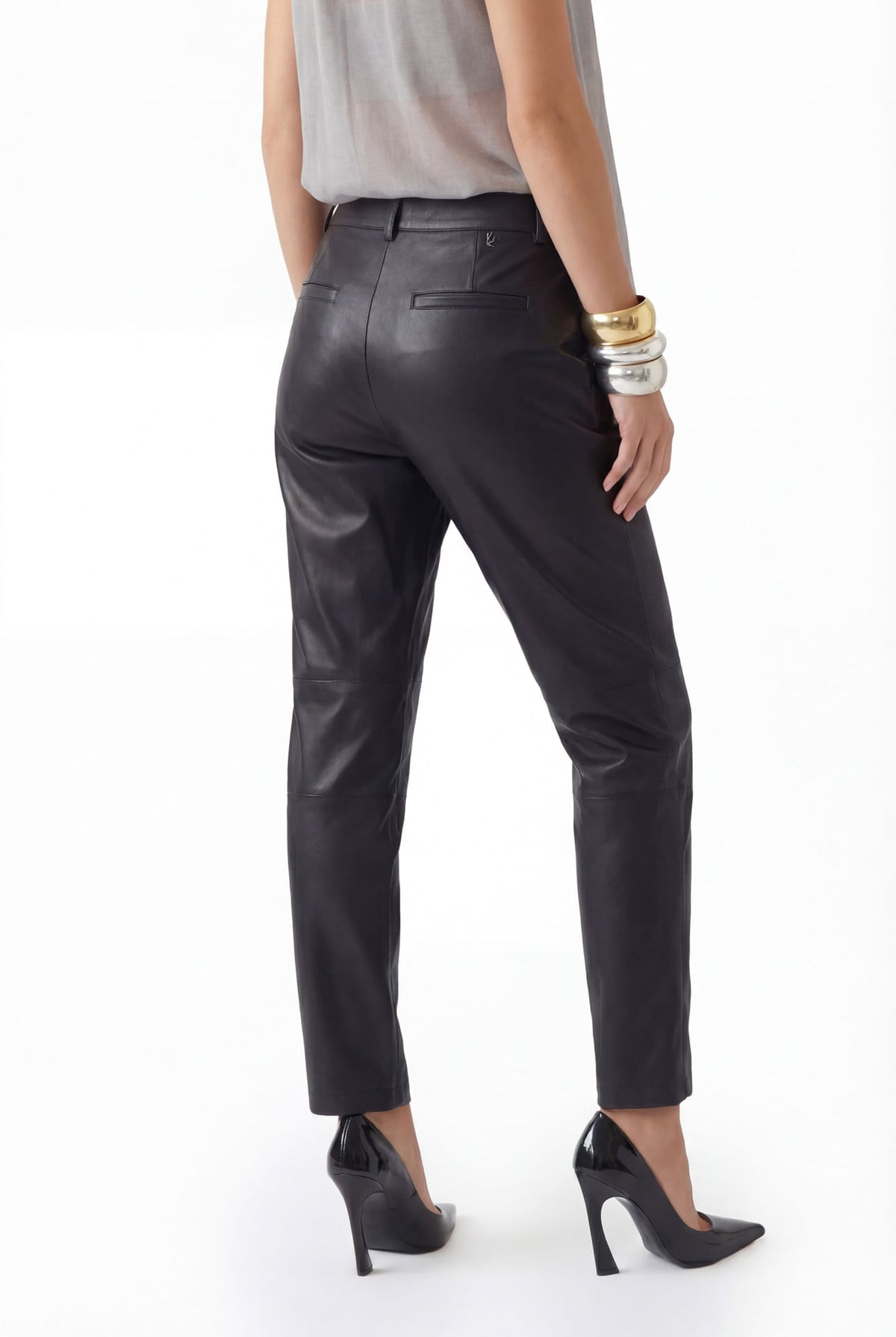 Calça PU Reta Com Bolsos ACT Feminina Preto