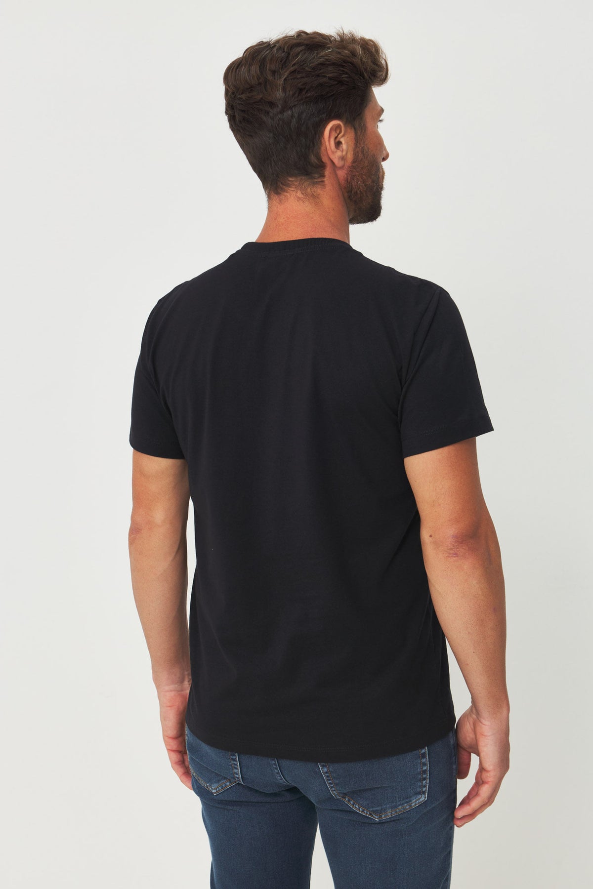 Camiseta Casual Estampada Masculino Acostamento Preto
