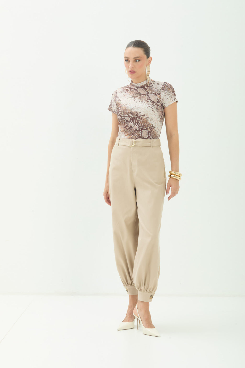 T-Shirt Moderna Estampada ACT Feminina Snake Skin