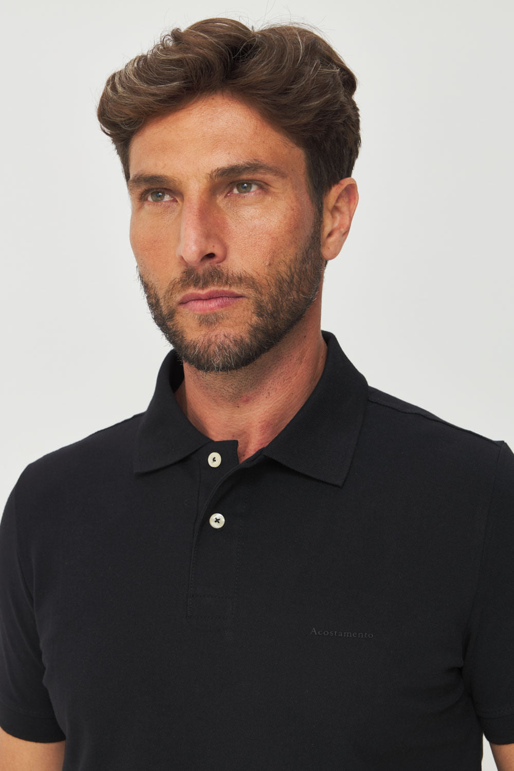 Polo Básica Essencial Masculino Acostamento Preto