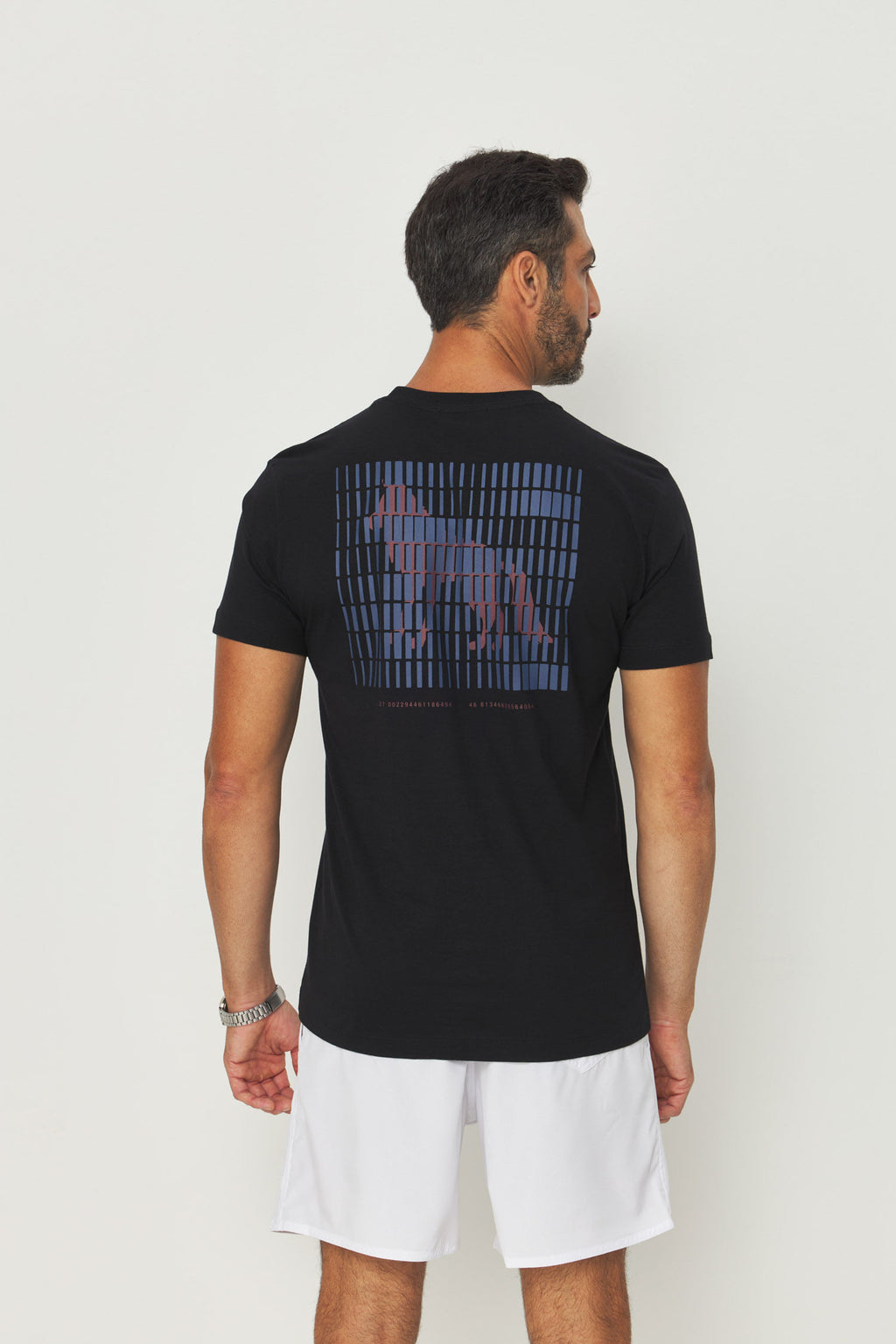 Camiseta Estampa Central Masculino Acostamento Preto