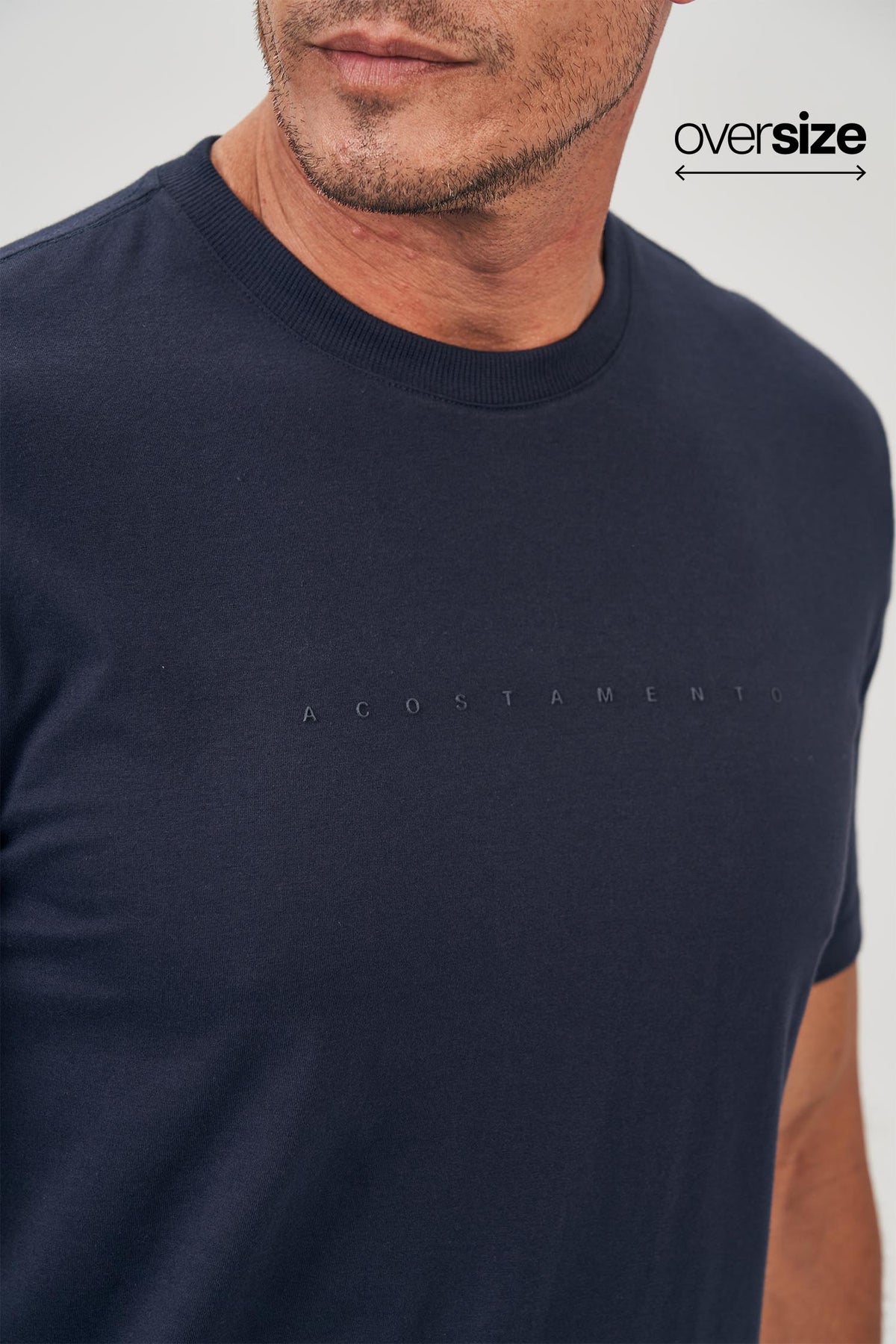 Camiseta Lettering Minimalista Masculina Oversize Acostamento Branco
