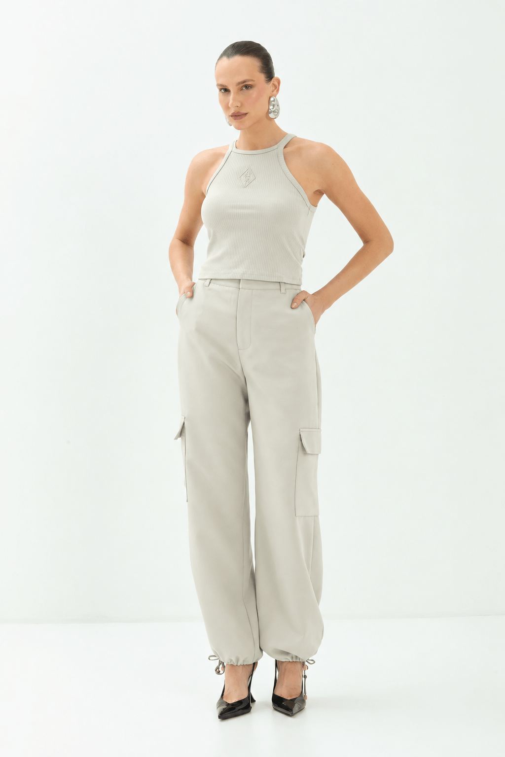 Regata Canelada Ajustada  ACT Feminina Off White
