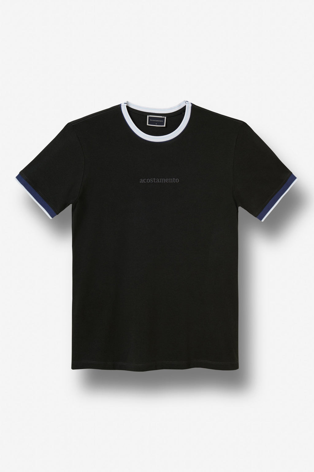 Camiseta Casual Gola Contrastante Masculina Acostamento Verde Folhagem