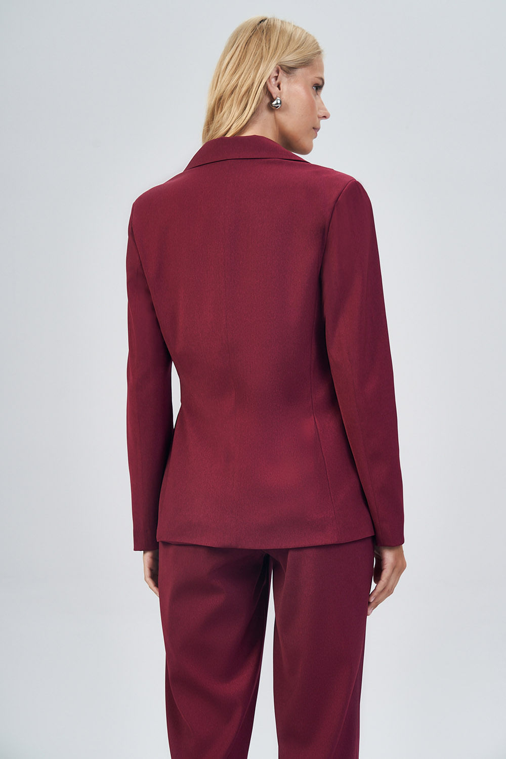 Blazer Alfaiataria Com Faixa Feminino Acostamento Berry