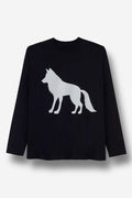 Camiseta Lobo Manga Longa Acostamento Next Preto C/ Estp Cinza Gelo