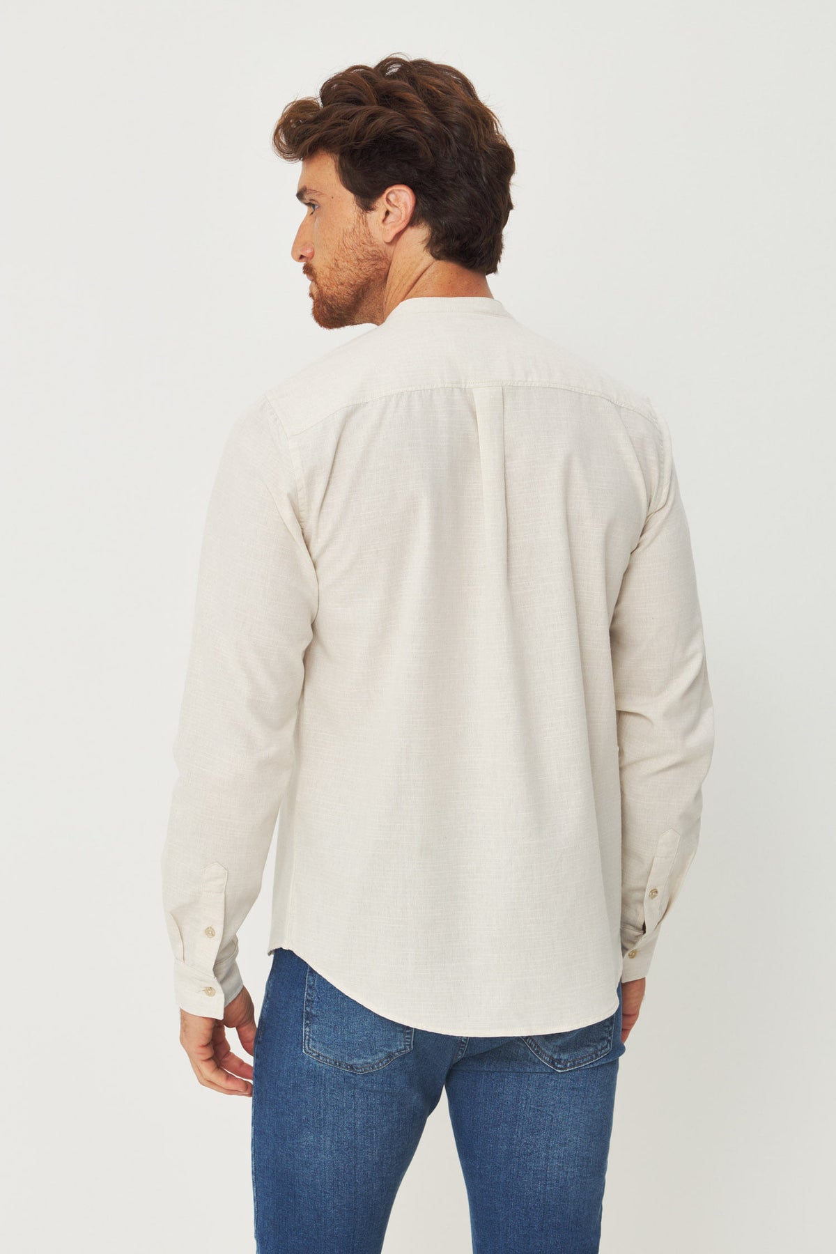 Camisa Manga Longa Gola Padre Masculina Acostamento Off White