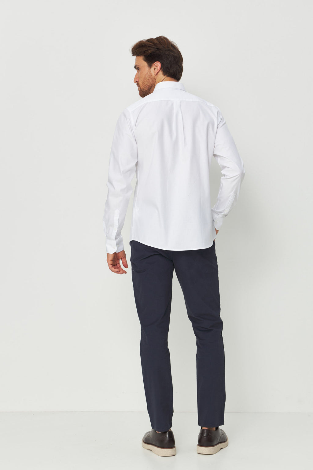 Camisa Manga Longa Scrivania Masculina Acostamento Branco