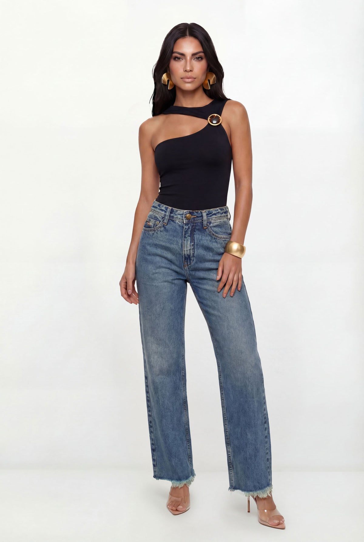 Blusa Assimétrica Com Aviamento Lateral ACT Feminina Preto