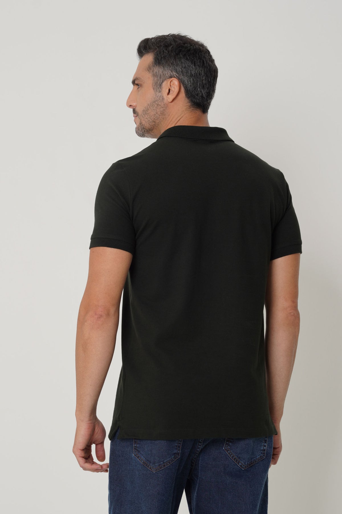 Polo Com Elastano Bordada Masculina Acostamento Verde Folhagem