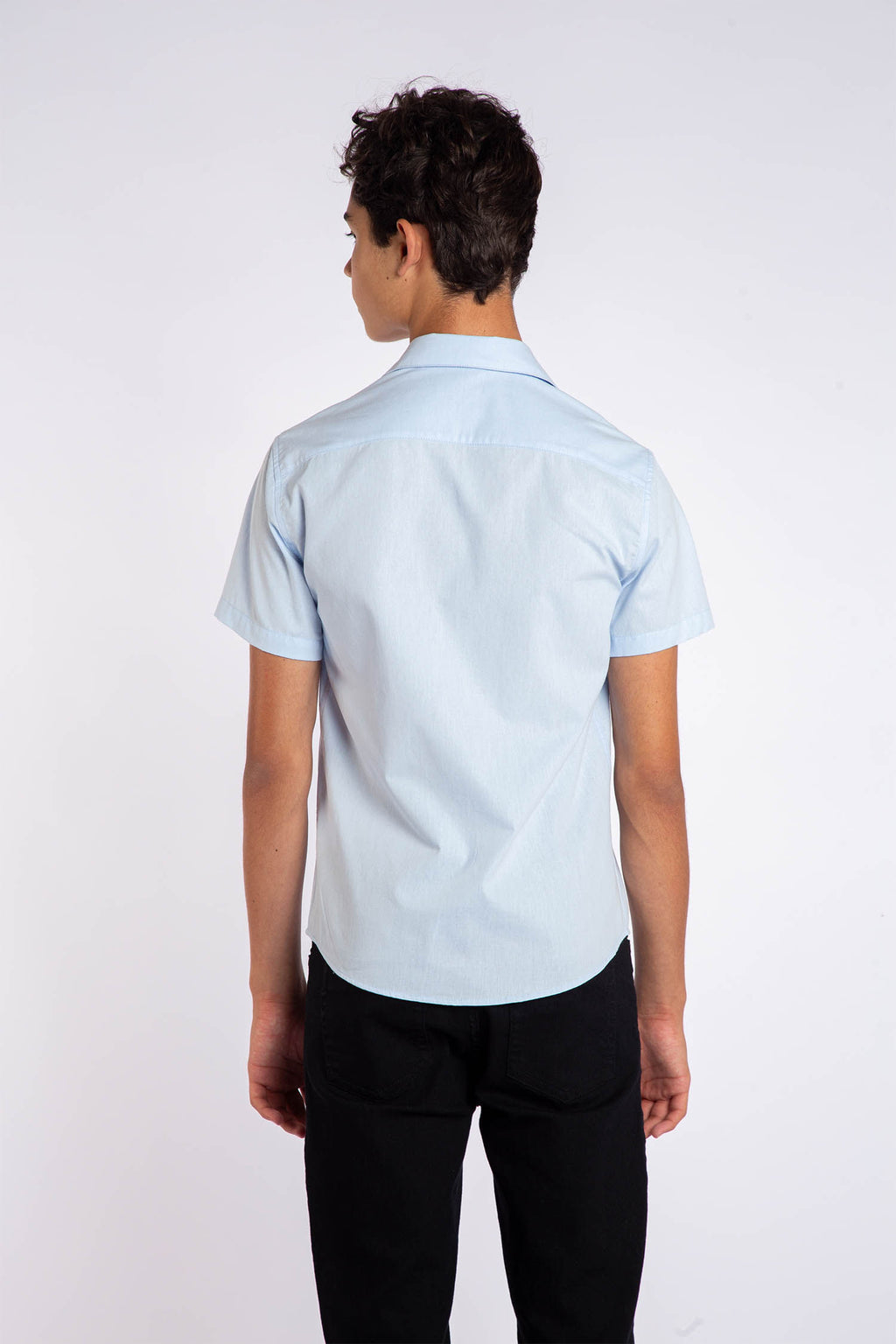 Camisa Casual Young Menino Acostamento Azul Maya