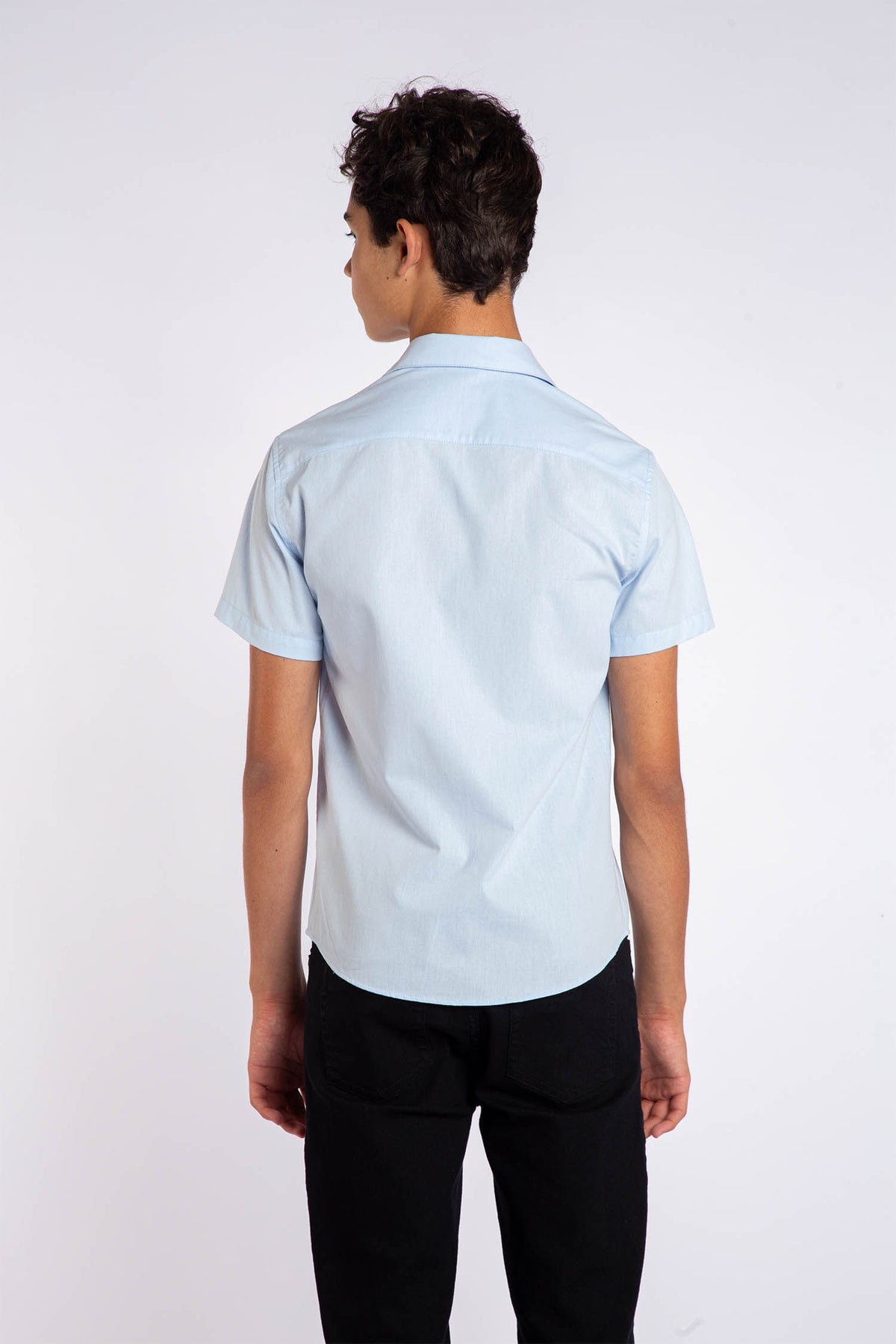 Camisa Casual Young Menino Acostamento Azul Maya