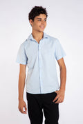 Camisa Casual Young Menino Acostamento Azul Maya